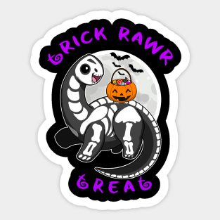 Trick Rawr Treat Halloween Dinosaur kawaii kids costume Brontosaurus Sticker